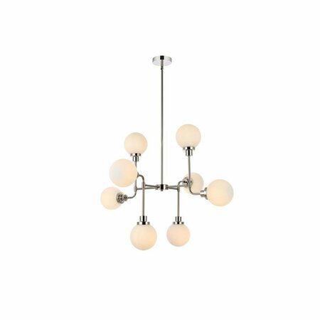 CLING Hanson 8 Lights Pendant In Polish Nickel with Frosted Shade CL2960211